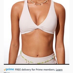 CRZ YOGA Bikini Top Twist Front Criss Cross Back Swim Top Padded Size XL